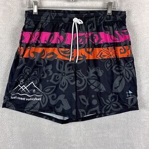 Sideout Shorts Mens M Black Lost Coast Volleyball Hawaiian Beach Gym Workout